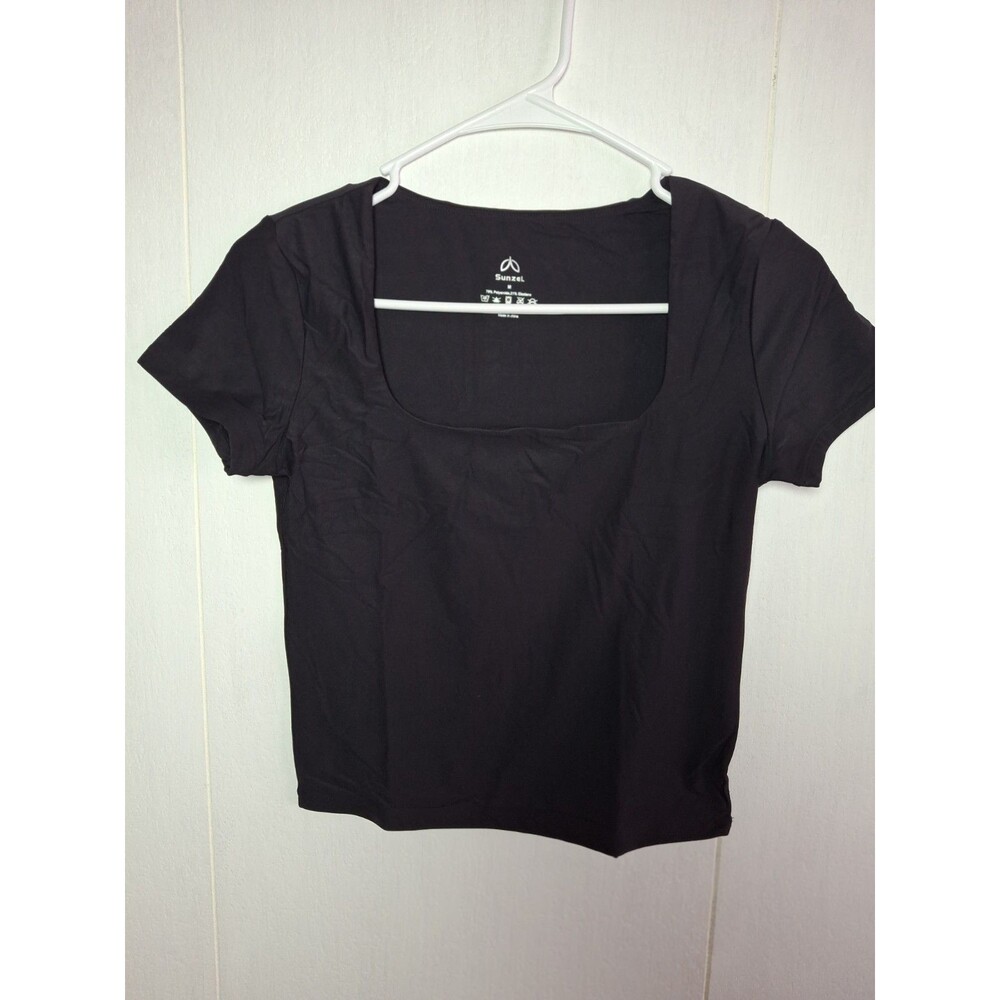 Black Square Neck Crop Top | Fits M (Tag L) | Soft Stretch | SKIMS-Inspired - Picture 3 of 9